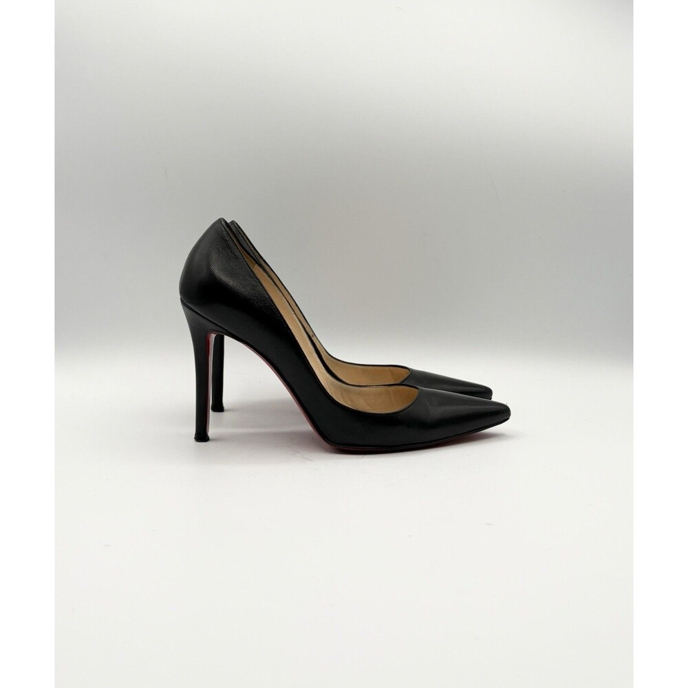 Christian Louboutin Black Leather Pointed Toe Heels New Decoltissimo Size EU 35